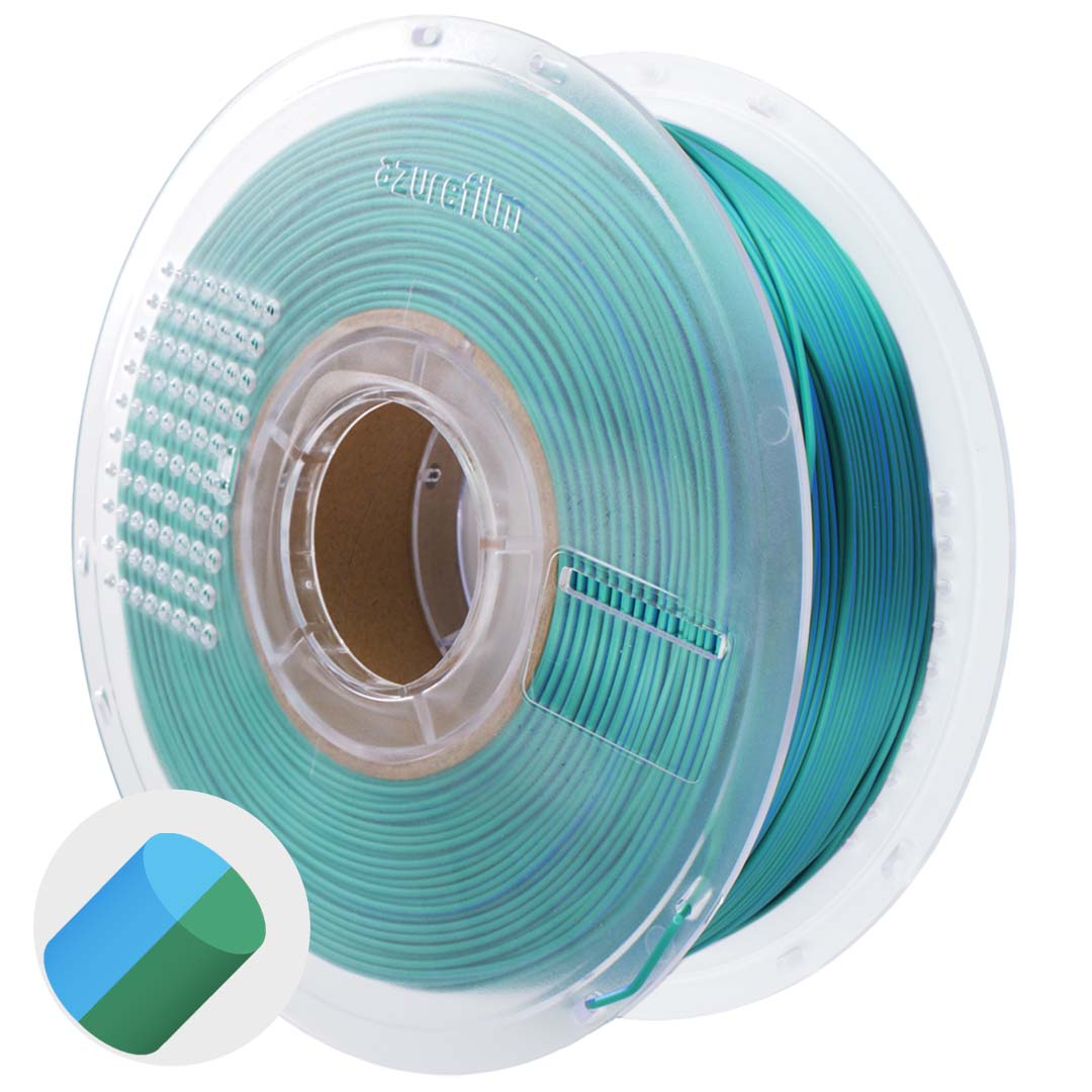 PLA Silk Dual Color Emerald Surf 2 3d-filament-PLA-Silk-Dual-Color-Emerald-Surf-Master-Spool-Front-azurefilm