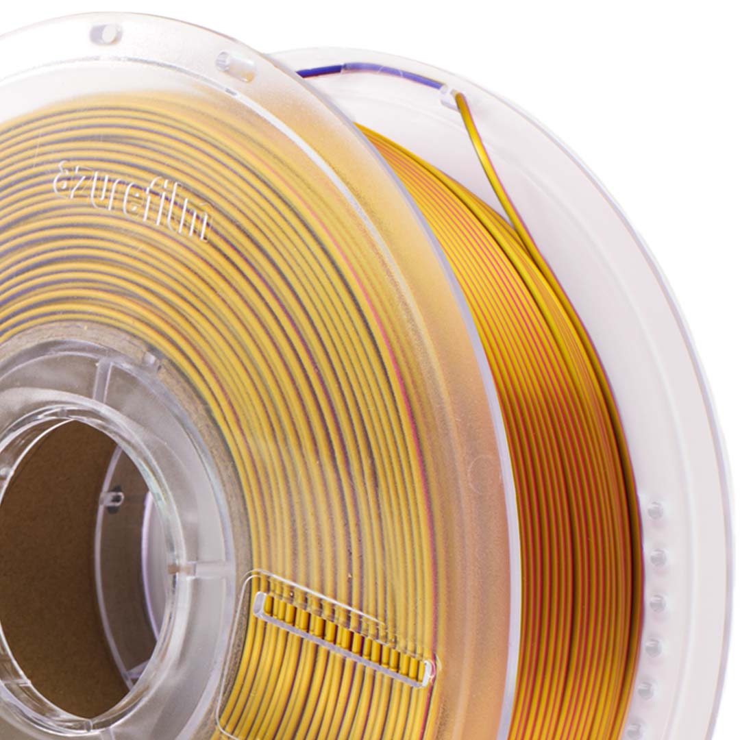 PLA Silk Tri Color Sunset Blaze 5 3d-filament-PLA-Silk-Tri-Color-Sunset-Blaze-Master-Spool-Front-zoom-azurefilm